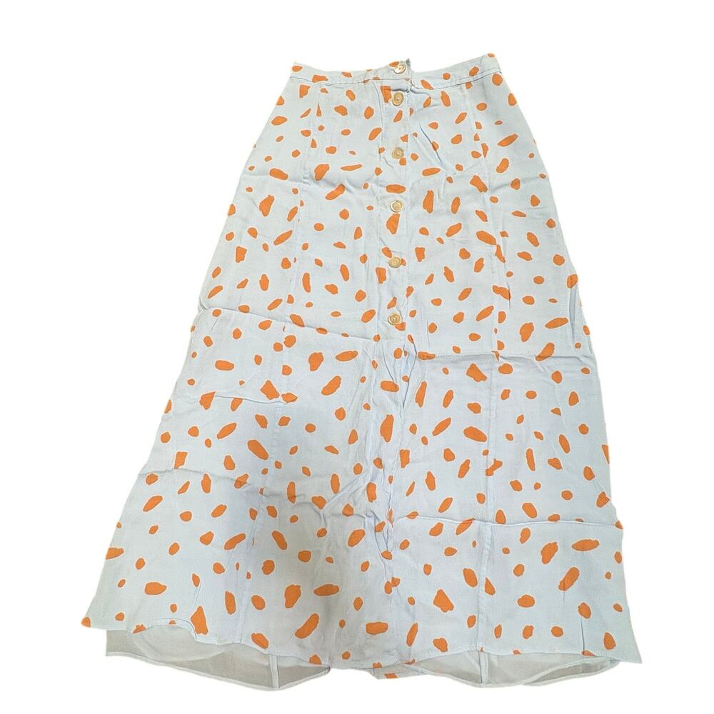 Wilfred White Maxi Skirt with Orange Dot Print